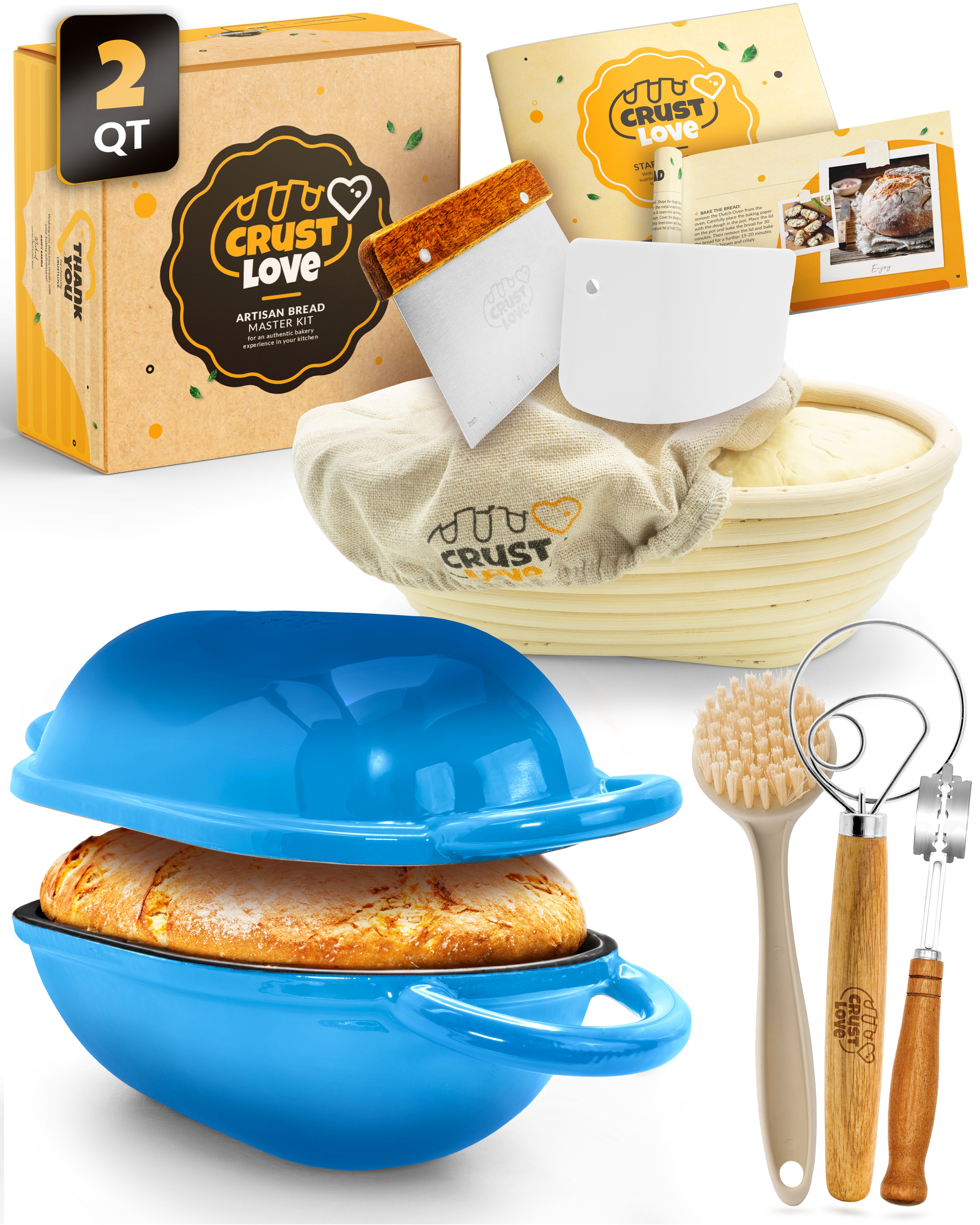 2QT Enamel Oval Dutch Oven Baking Set – Blue Finish