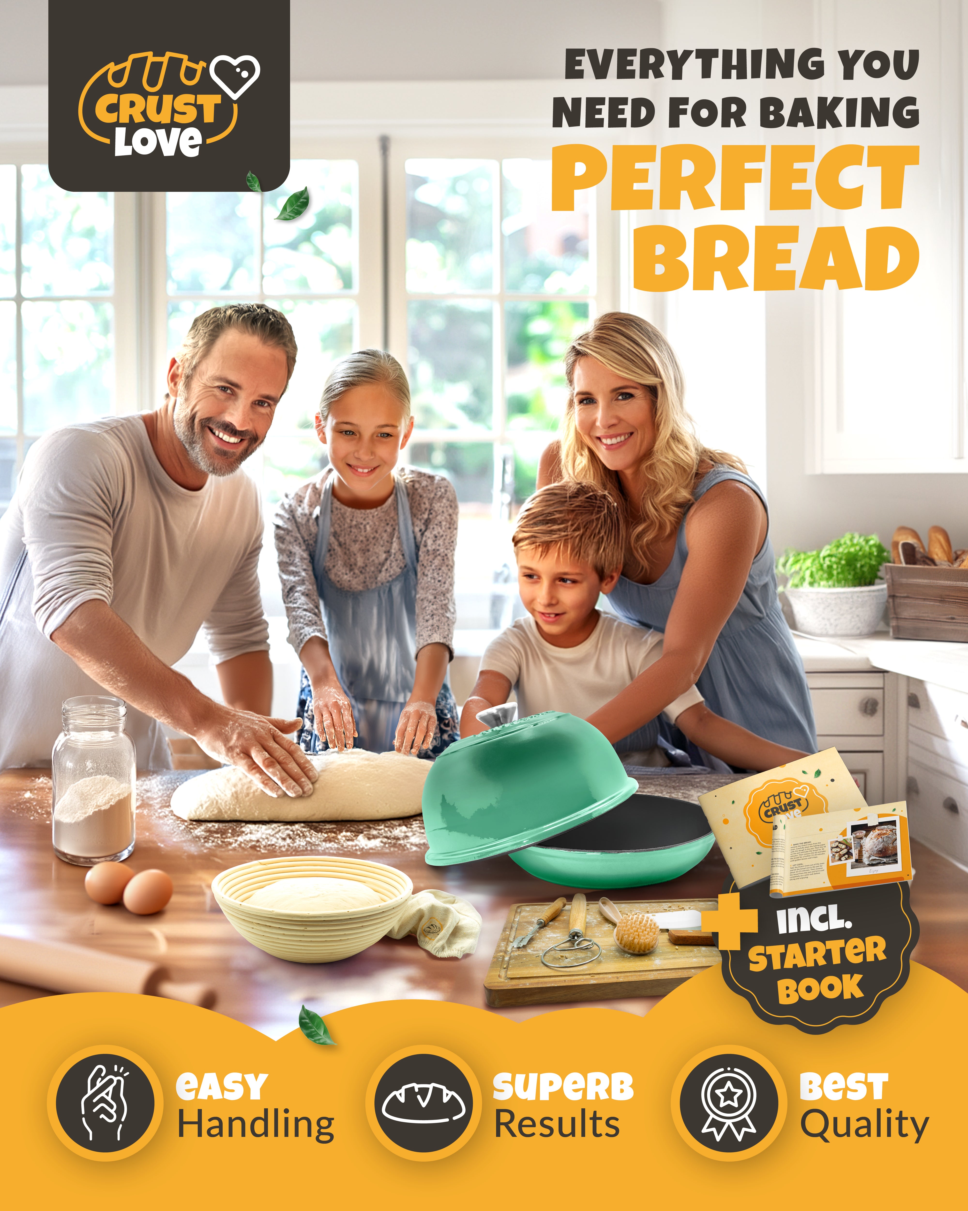 5QT Enamel Bread Dome Baking Set – Green Finish