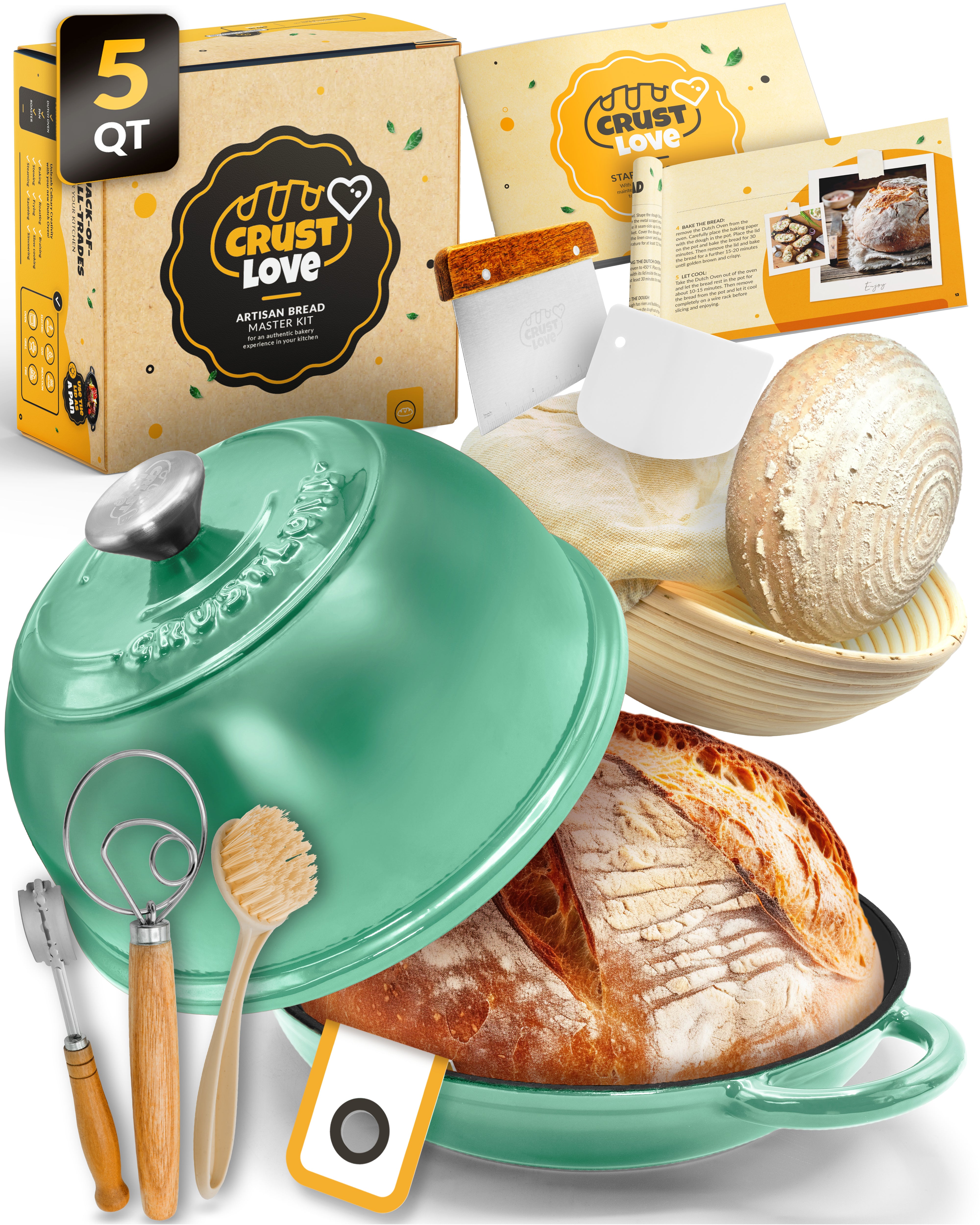 5QT Enamel Bread Dome Baking Set – Green Finish