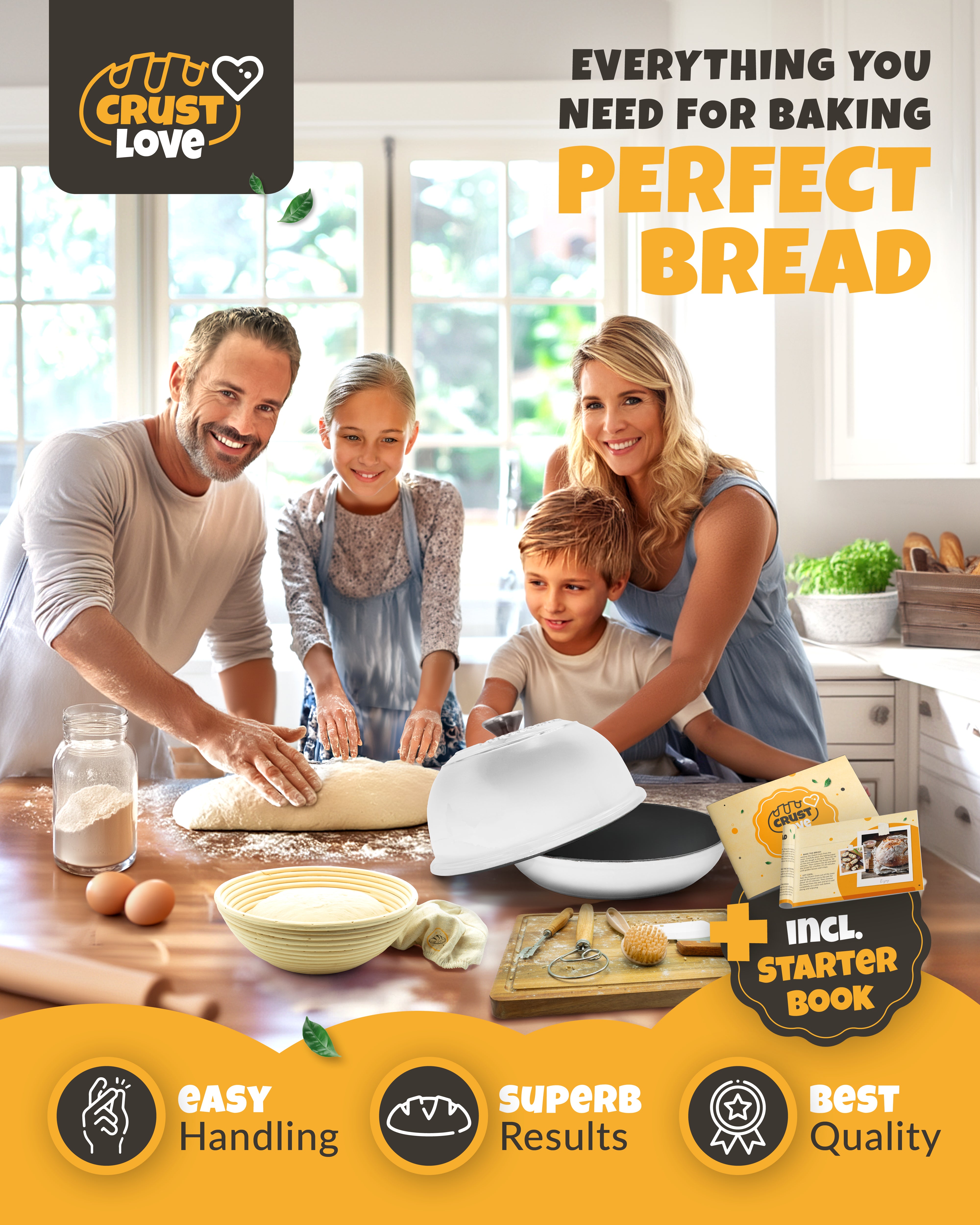 5QT Enamel Bread Dome Baking Set – White Finish