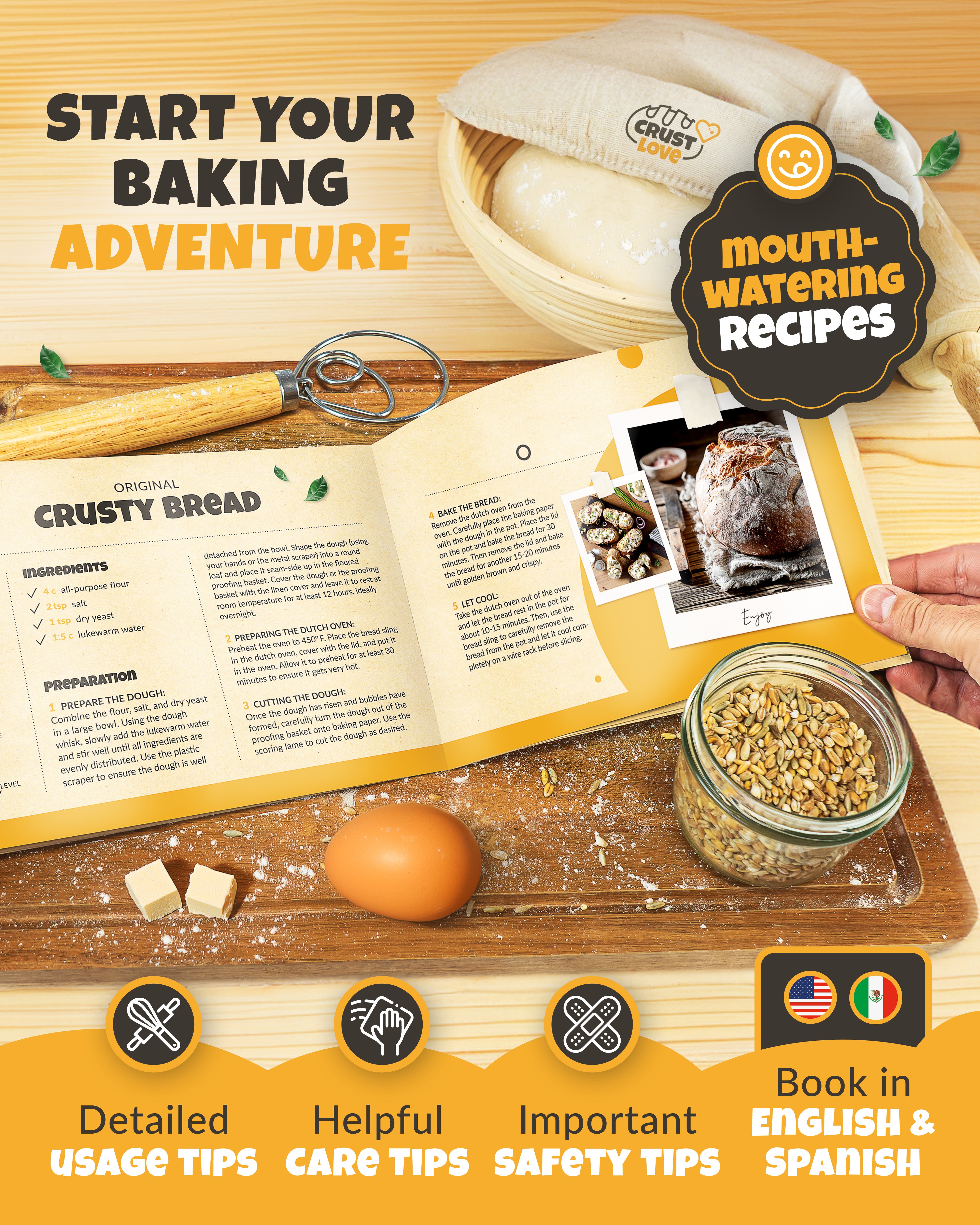 5QT Enamel Bread Dome Baking Set – White Finish