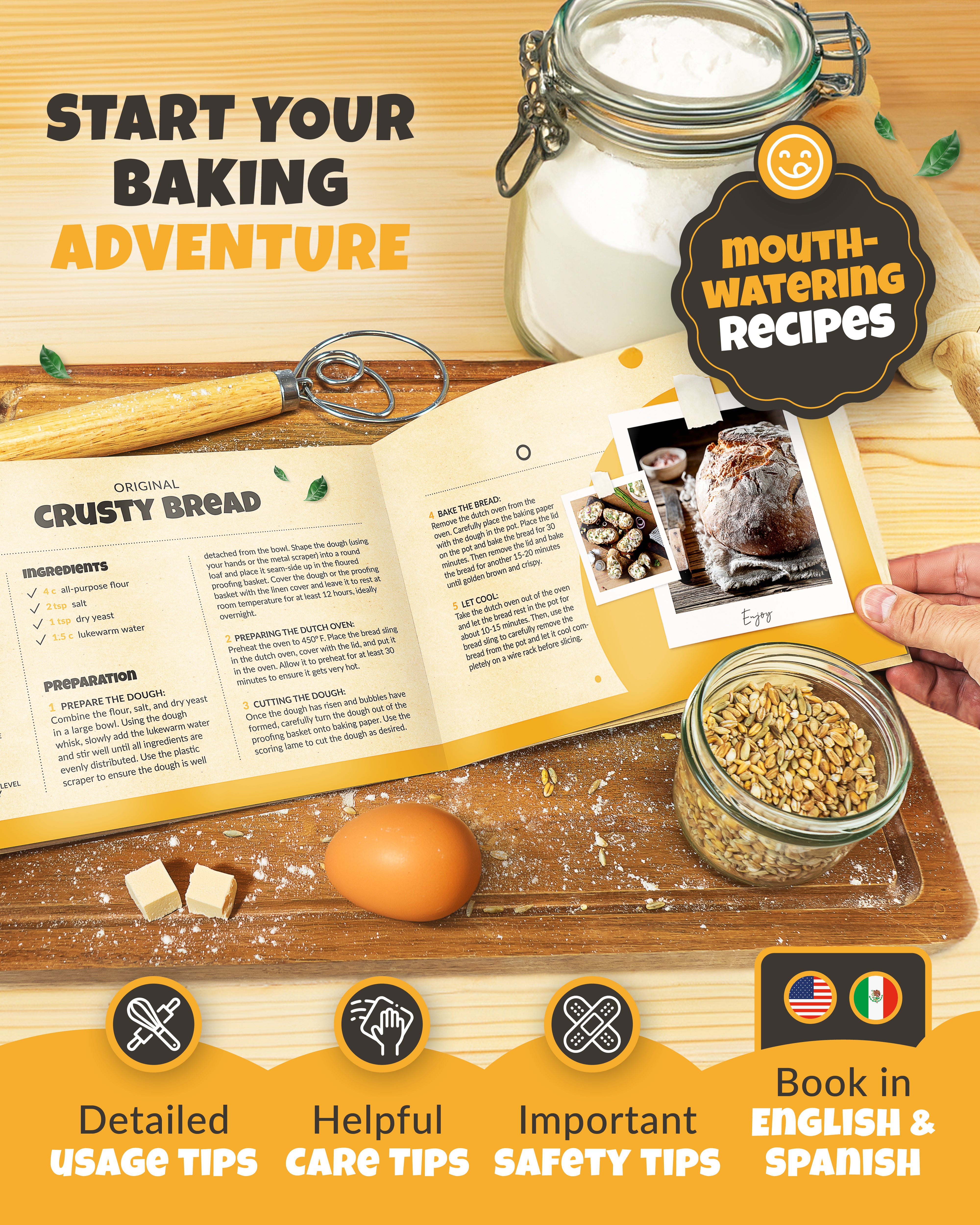2QT Enamel Oval Dutch Oven Baking Set – White Finish