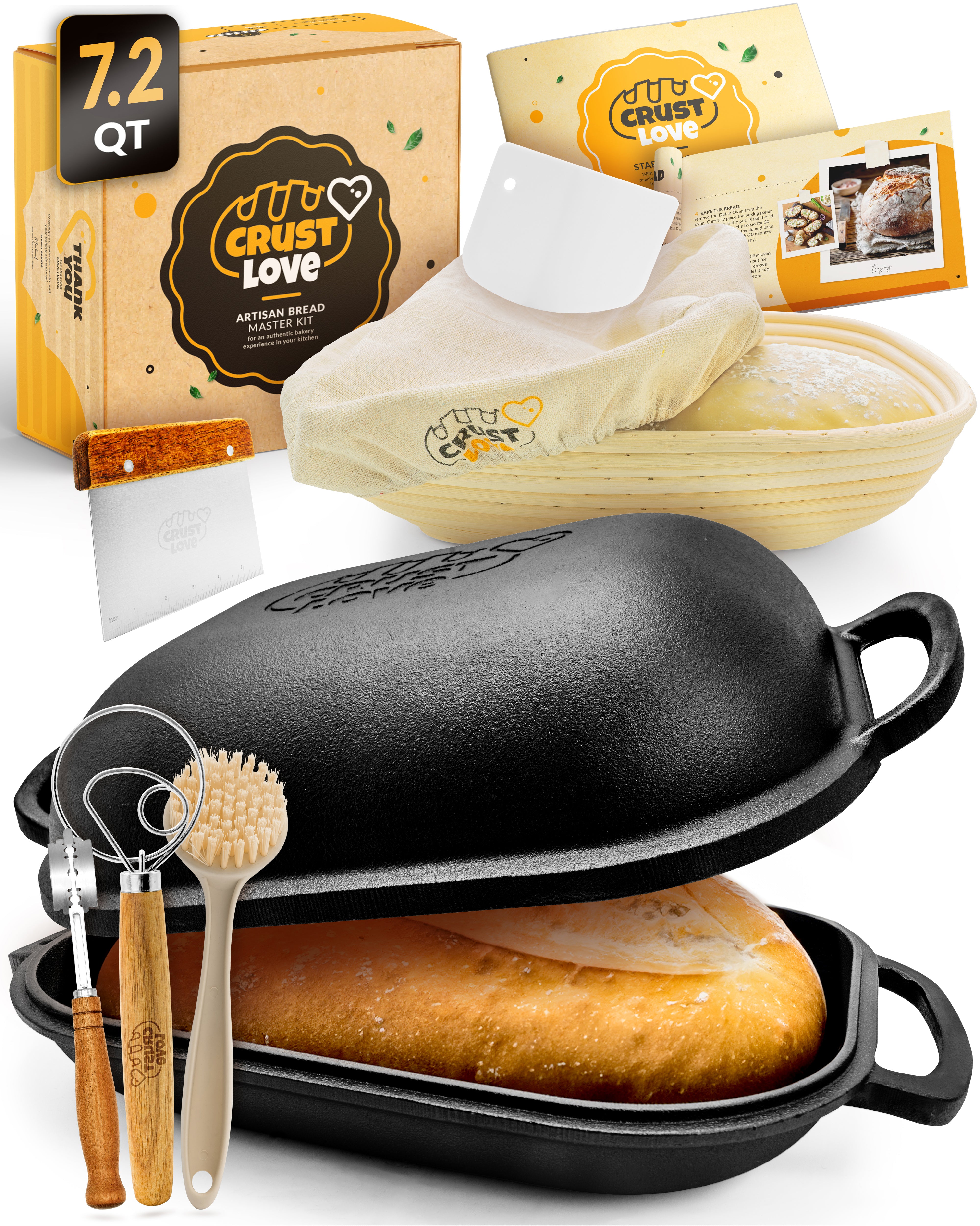 7.2QT Cast Iron Bread Pan Baking Set – Matte Black Finish