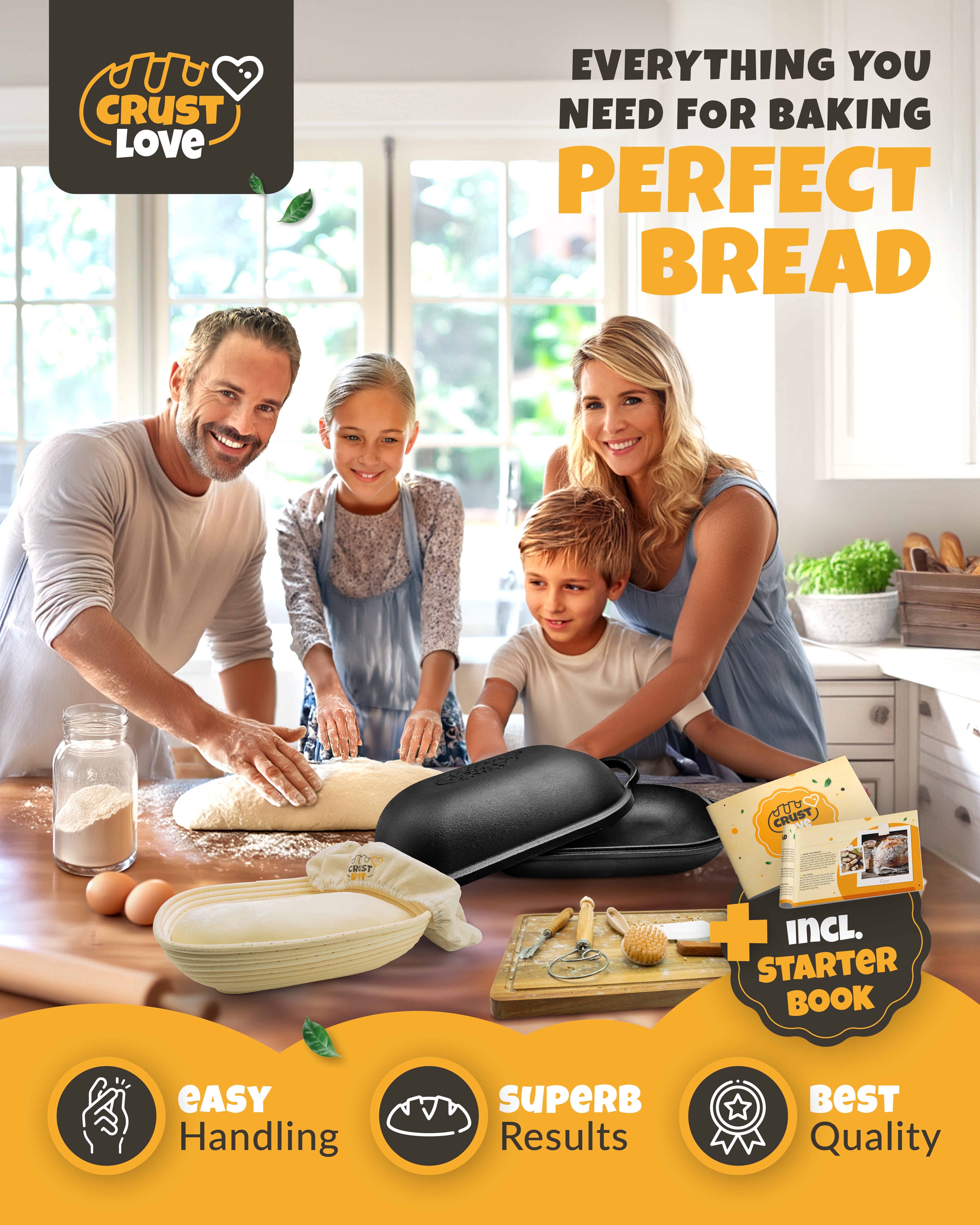 7.2QT Cast Iron Bread Pan Baking Set – Matte Black Finish