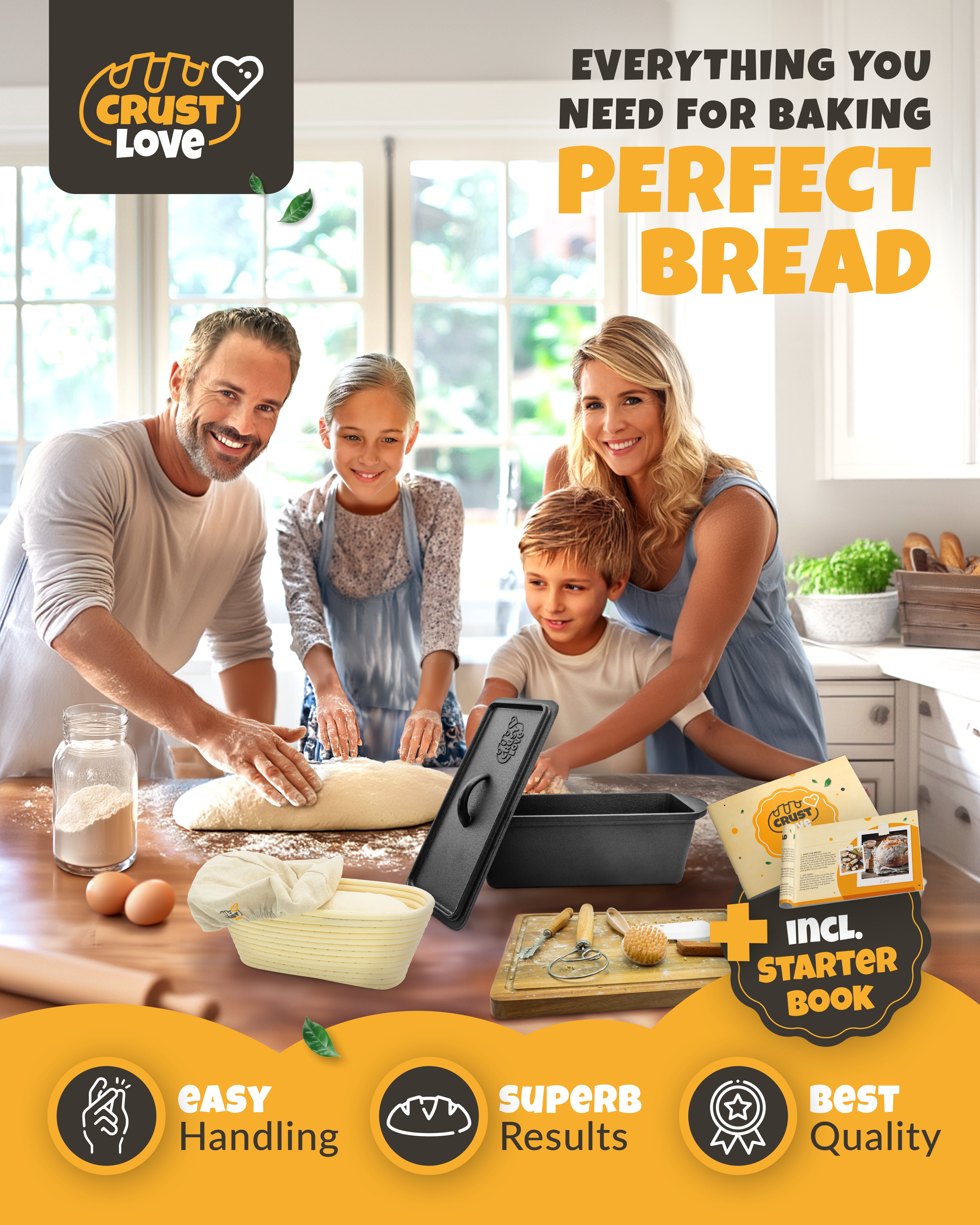 3.2QT Rectangular Cast Iron Bread Pan Baking Set – Black Finish