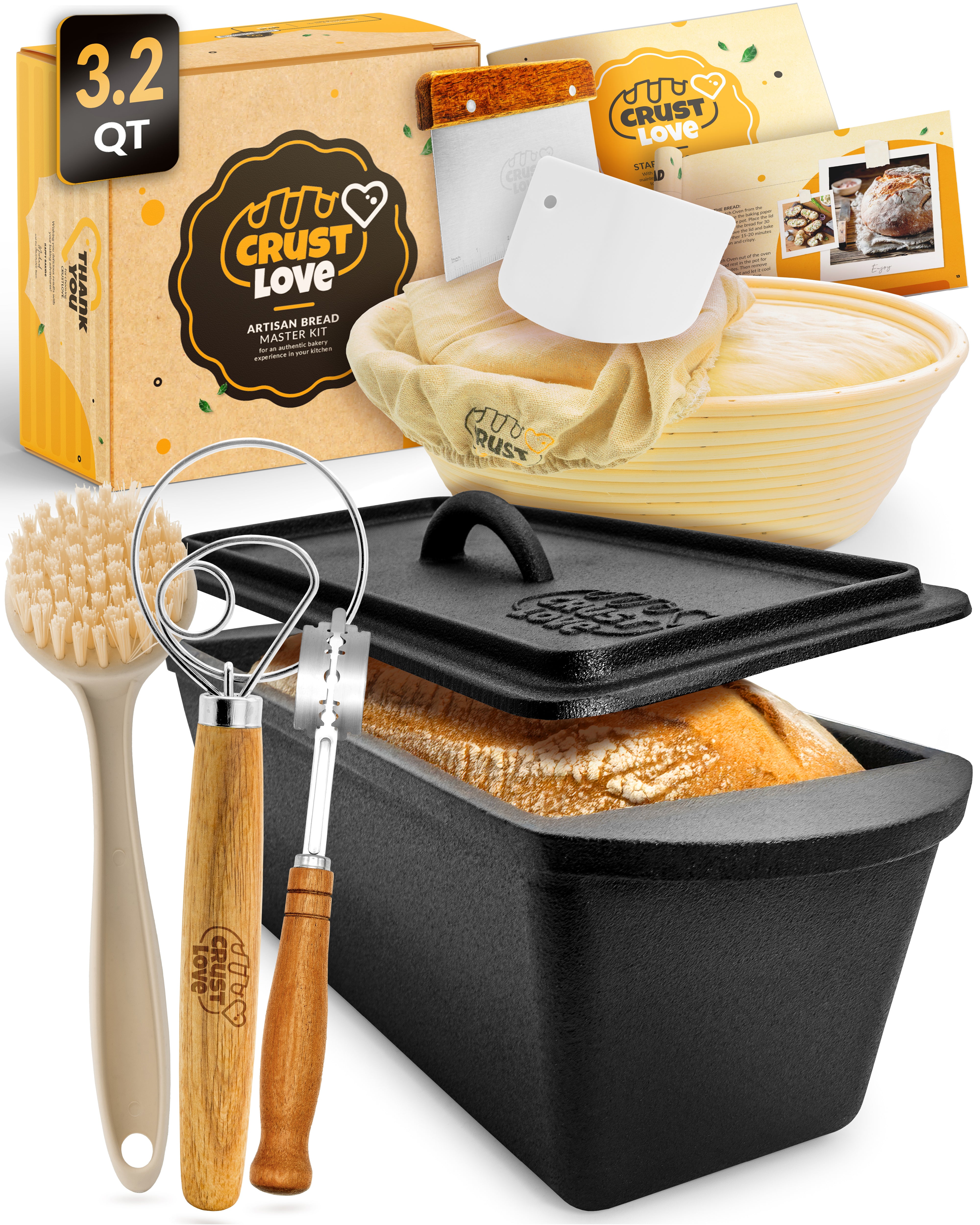 3.2QT Rectangular Cast Iron Bread Pan Baking Set – Black Finish
