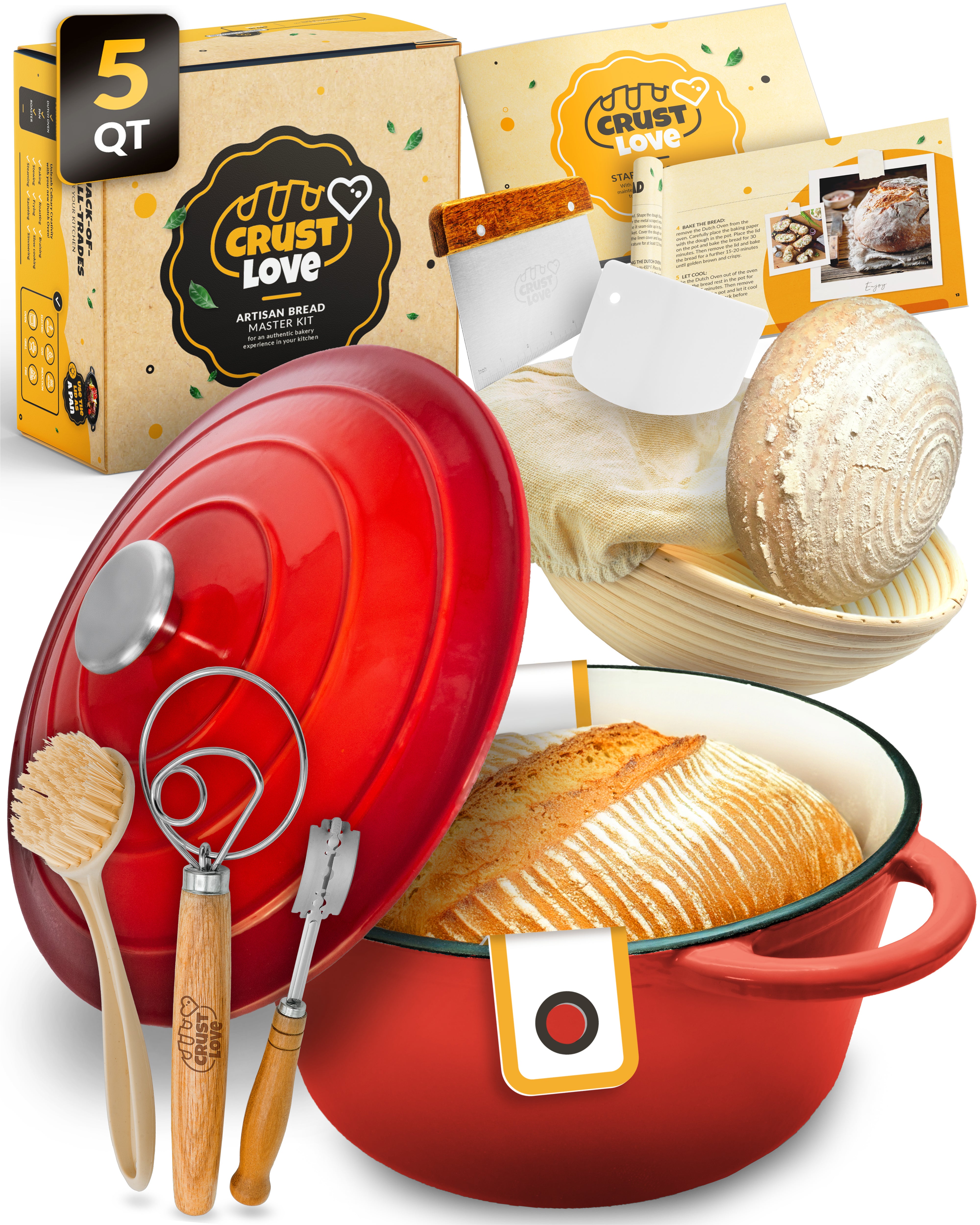 5QT Enamel Dutch Oven Baking Set – Red Finish