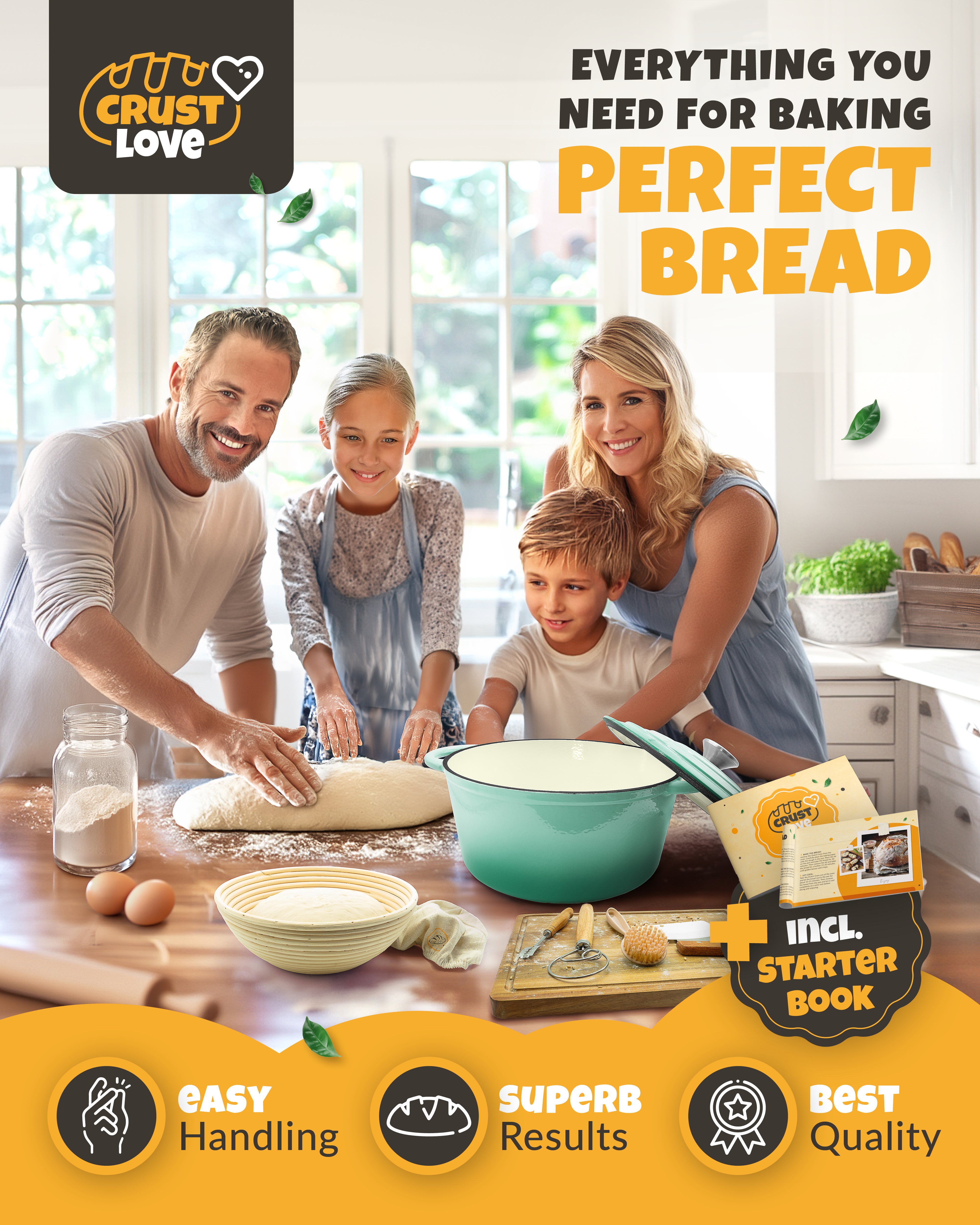 5QT Enamel Dutch Oven Baking Set – Green Finish