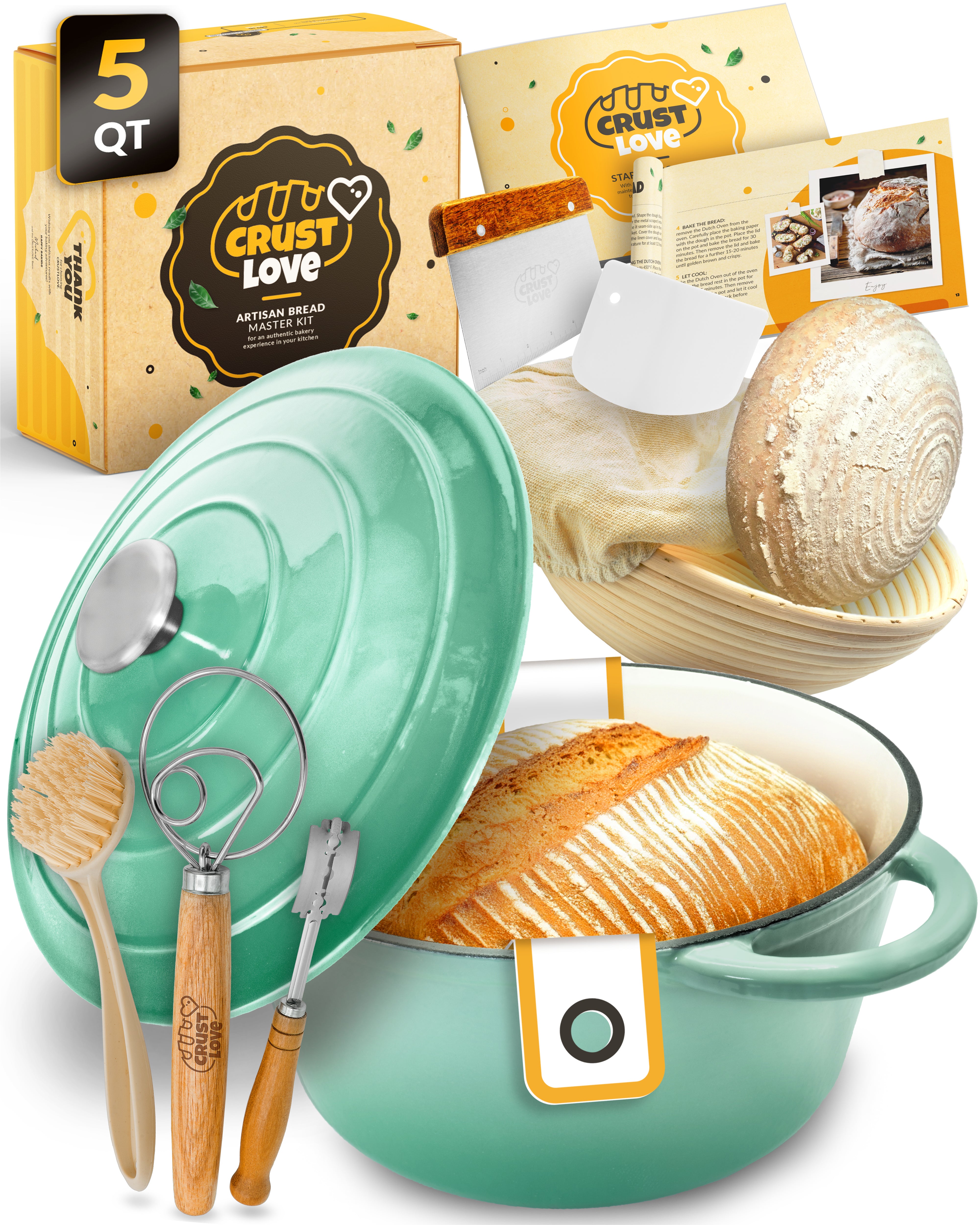 5QT Enamel Dutch Oven Baking Set – Green Finish