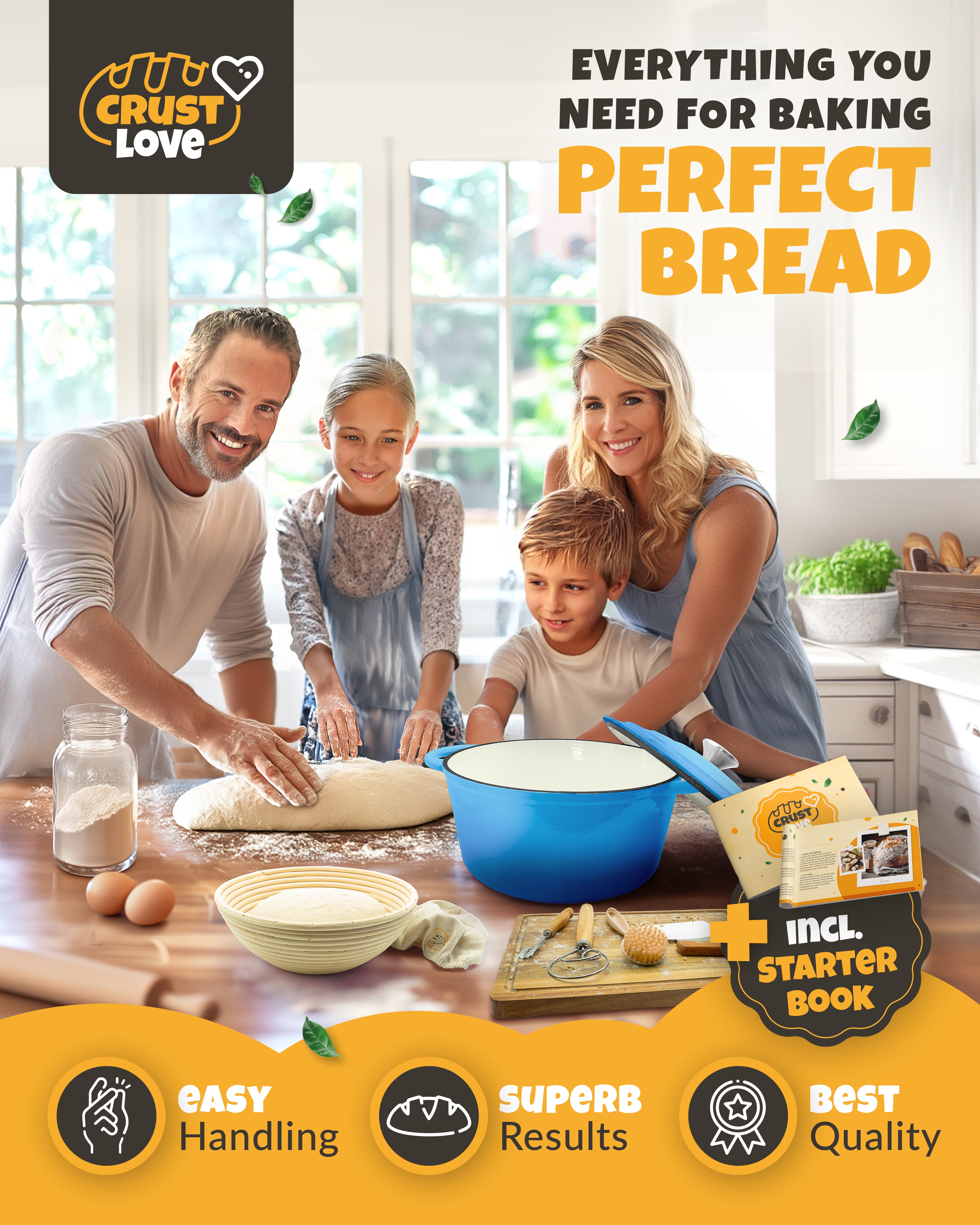 5QT Enamel Dutch Oven Baking Set – Blue Finish