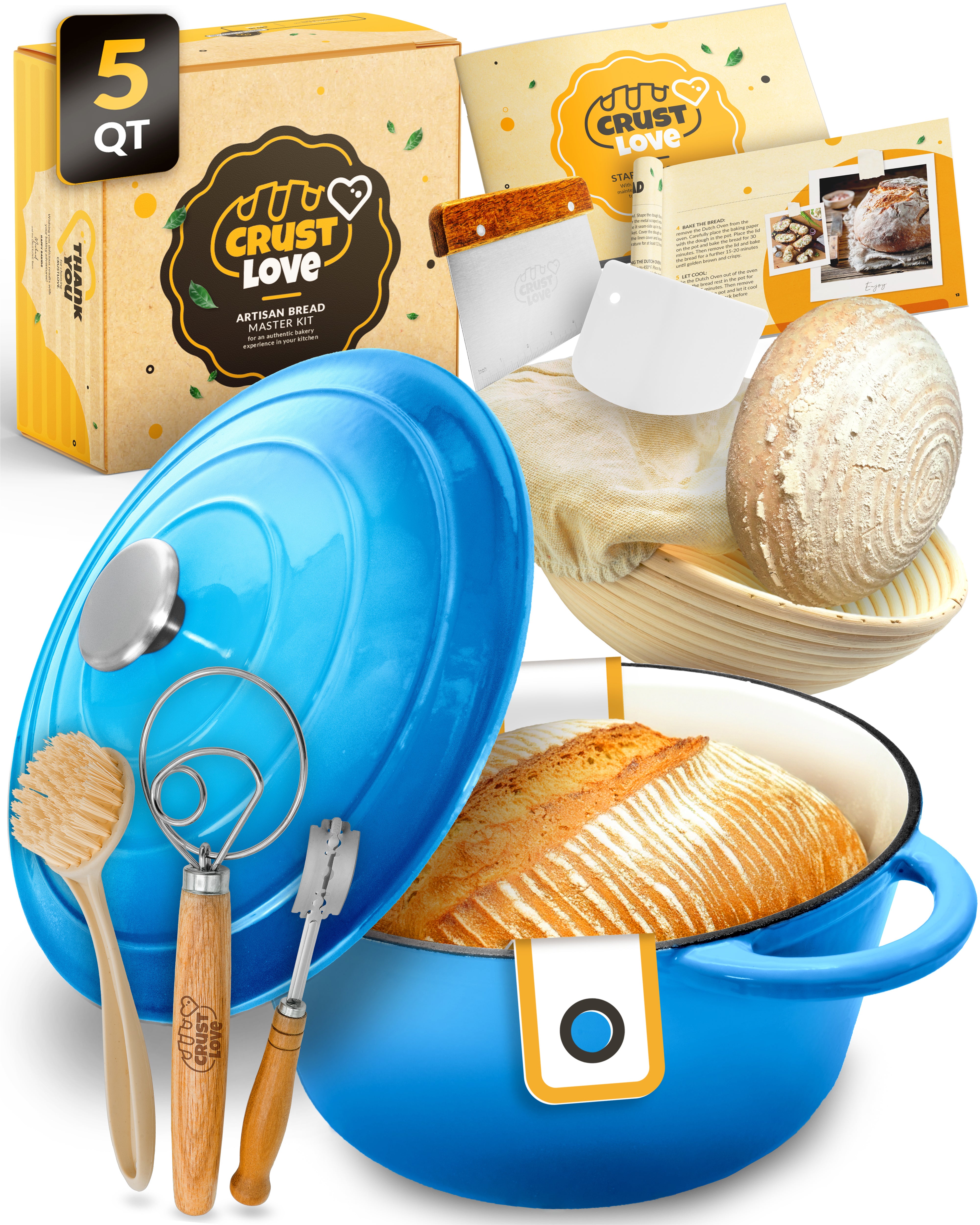 5QT Enamel Dutch Oven Baking Set – Blue Finish