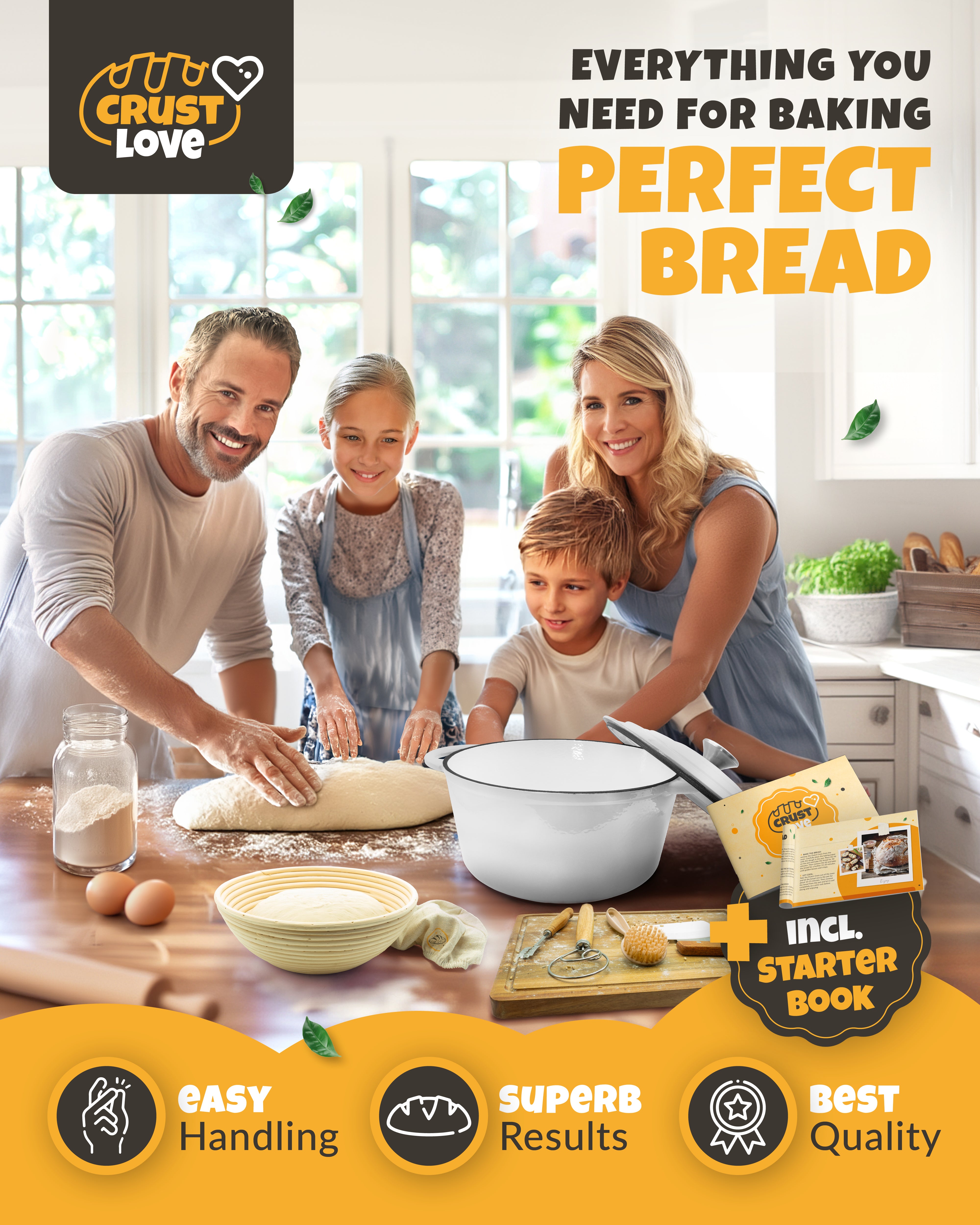 5QT Enamel Dutch Oven Baking Set – White Finish