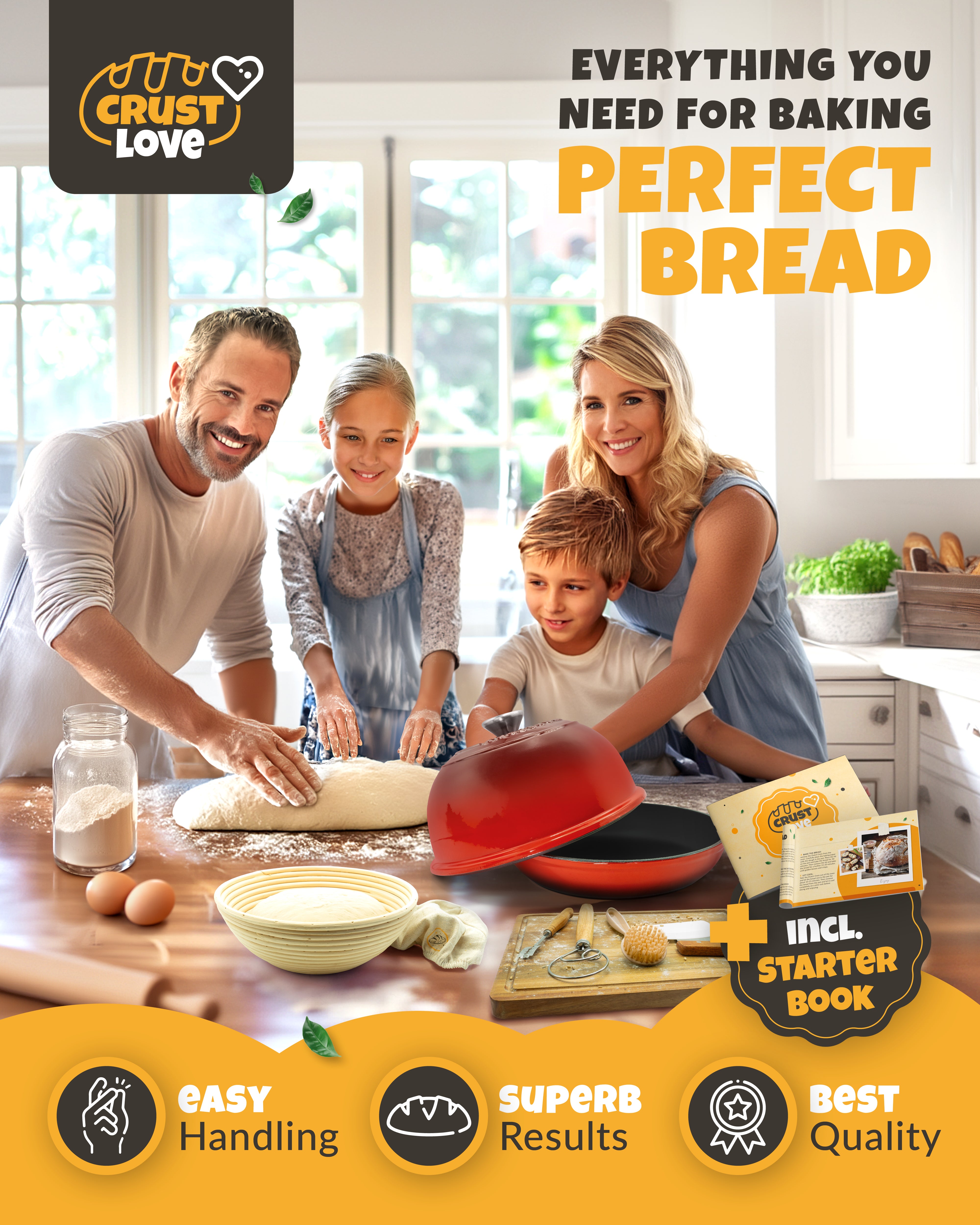 5QT Enamel Bread Dome Baking Set – Red Finish