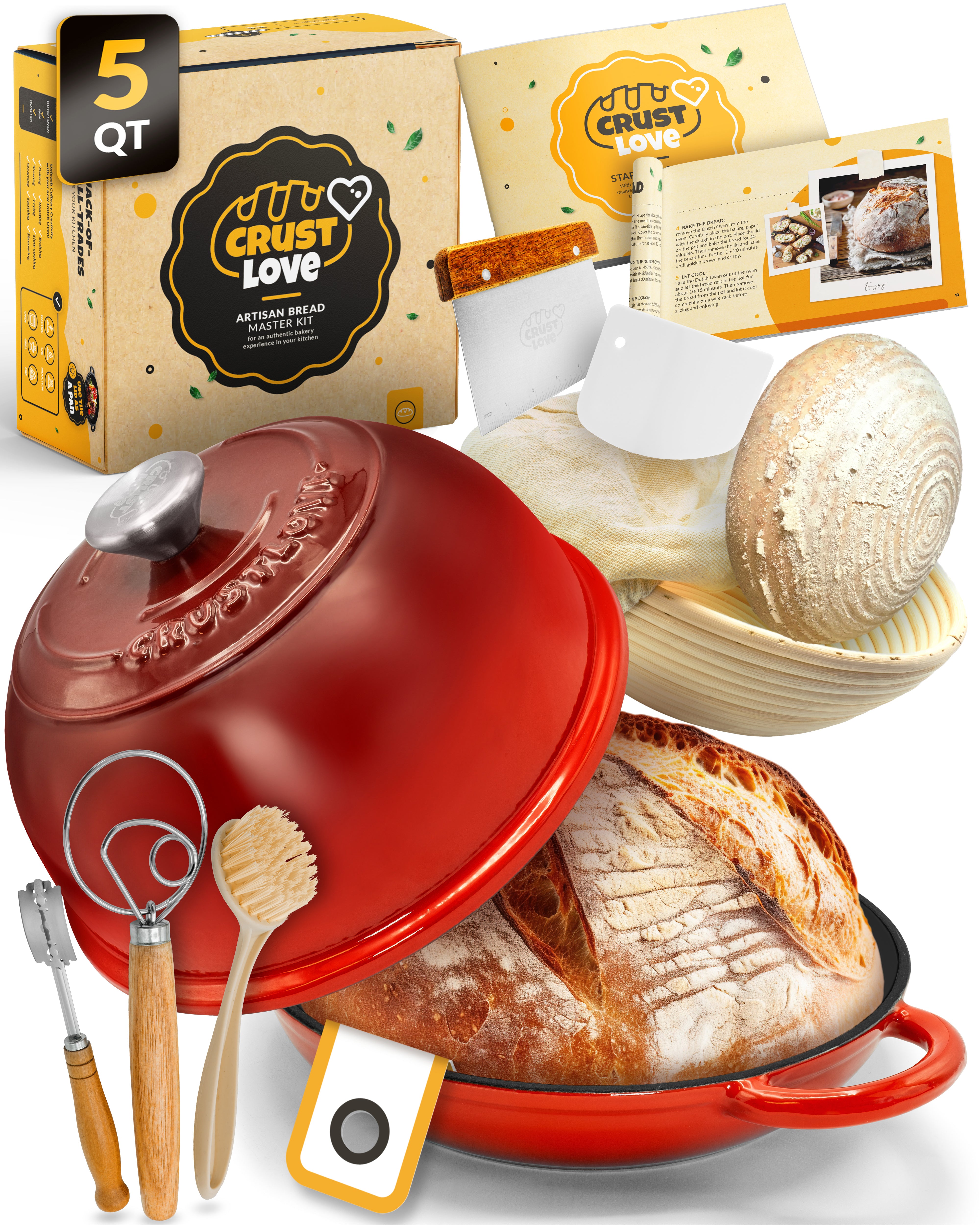 5QT Enamel Bread Dome Baking Set – Red Finish