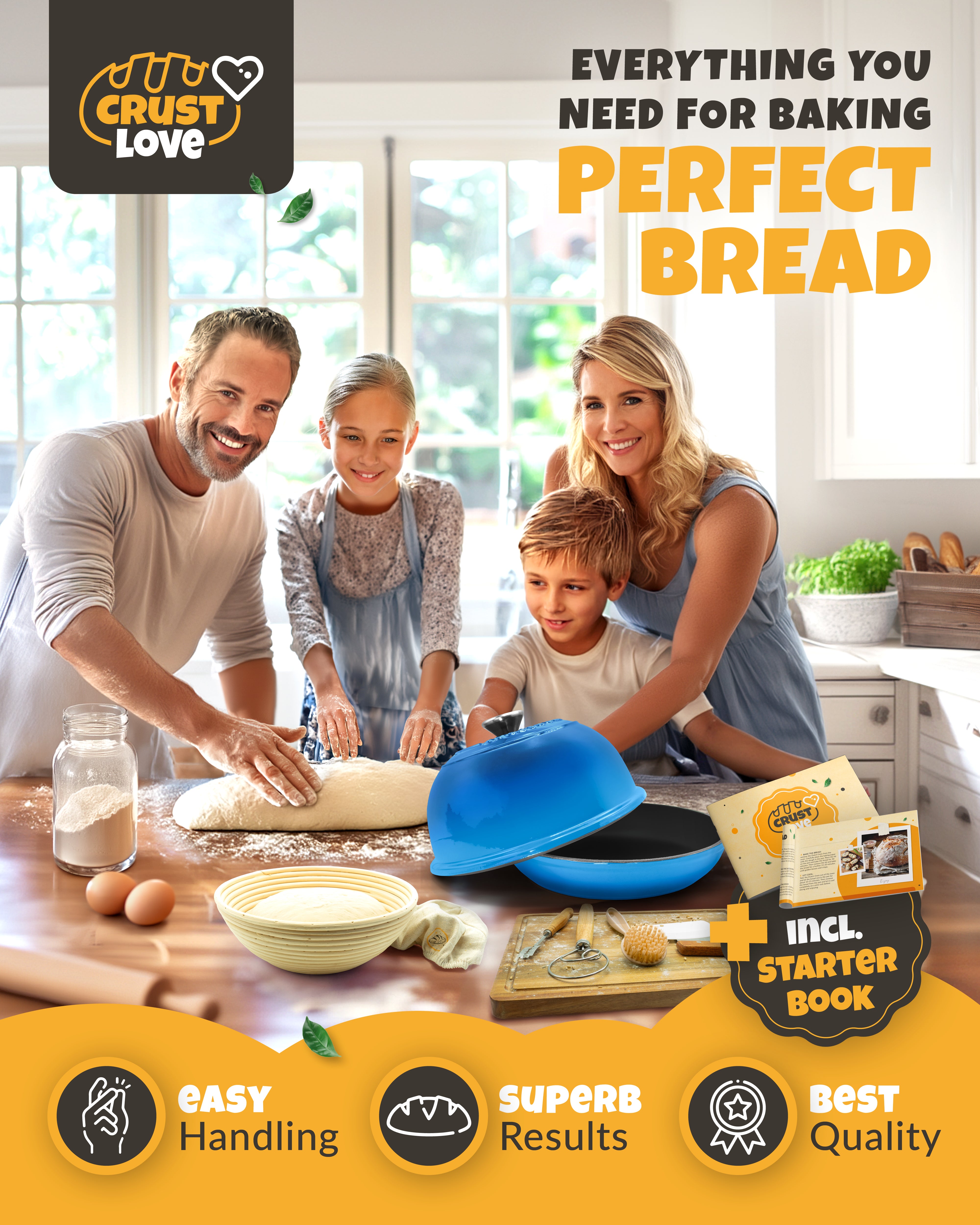 5QT Enamel Bread Dome Baking Set – Blue Finish