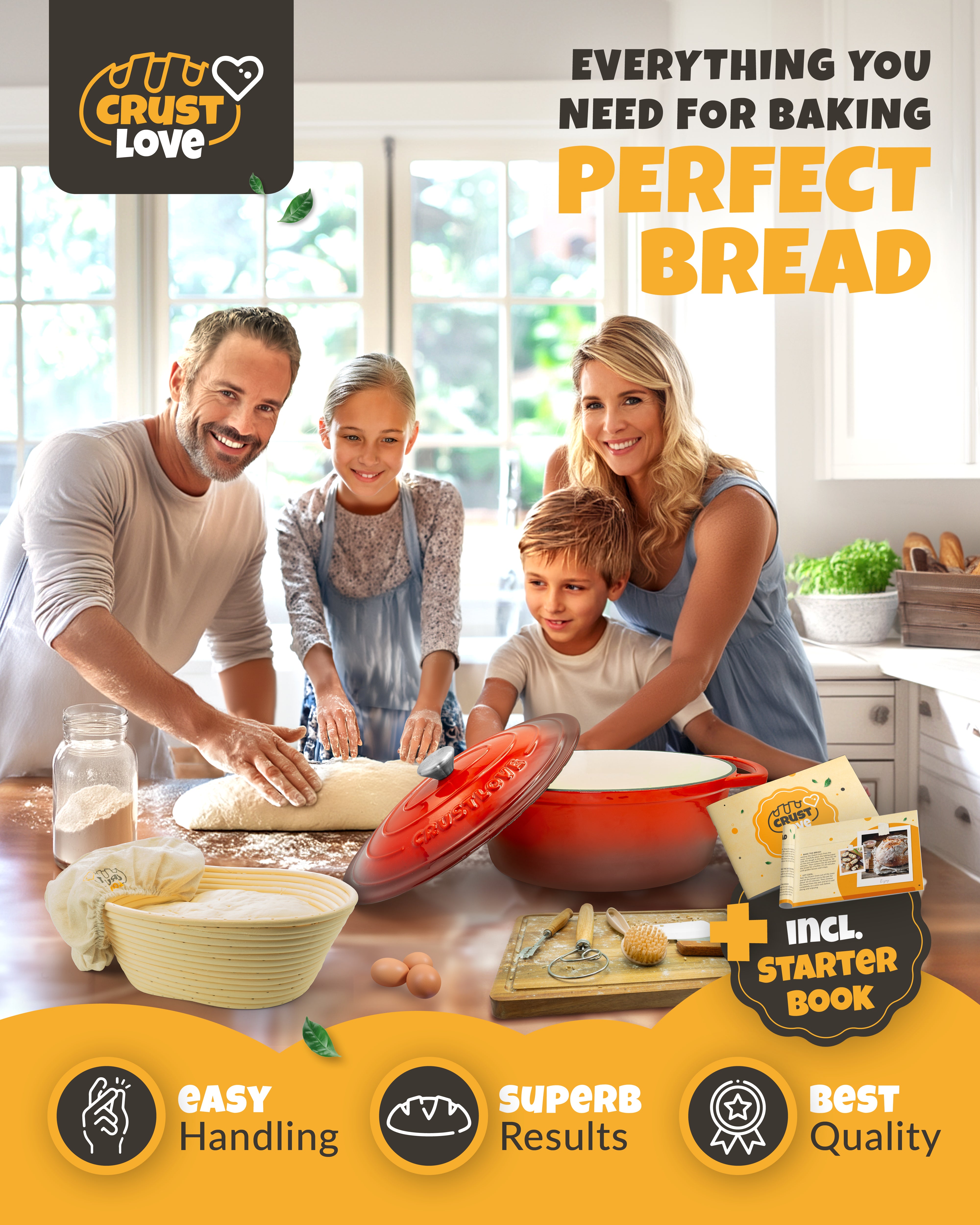 6.75QT Enamel Oval Dutch Oven Baking Set – Red Finish